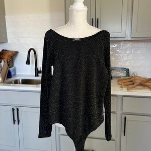 Aqua Ballet Influenced Black Bodysuit Metallic Thread Long Sleeve Size Large NWT